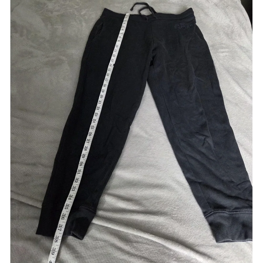 Gap Pants Mens Medium Black Fleece Joggers Sweatpants Cuffed GAP Logo Drawstring